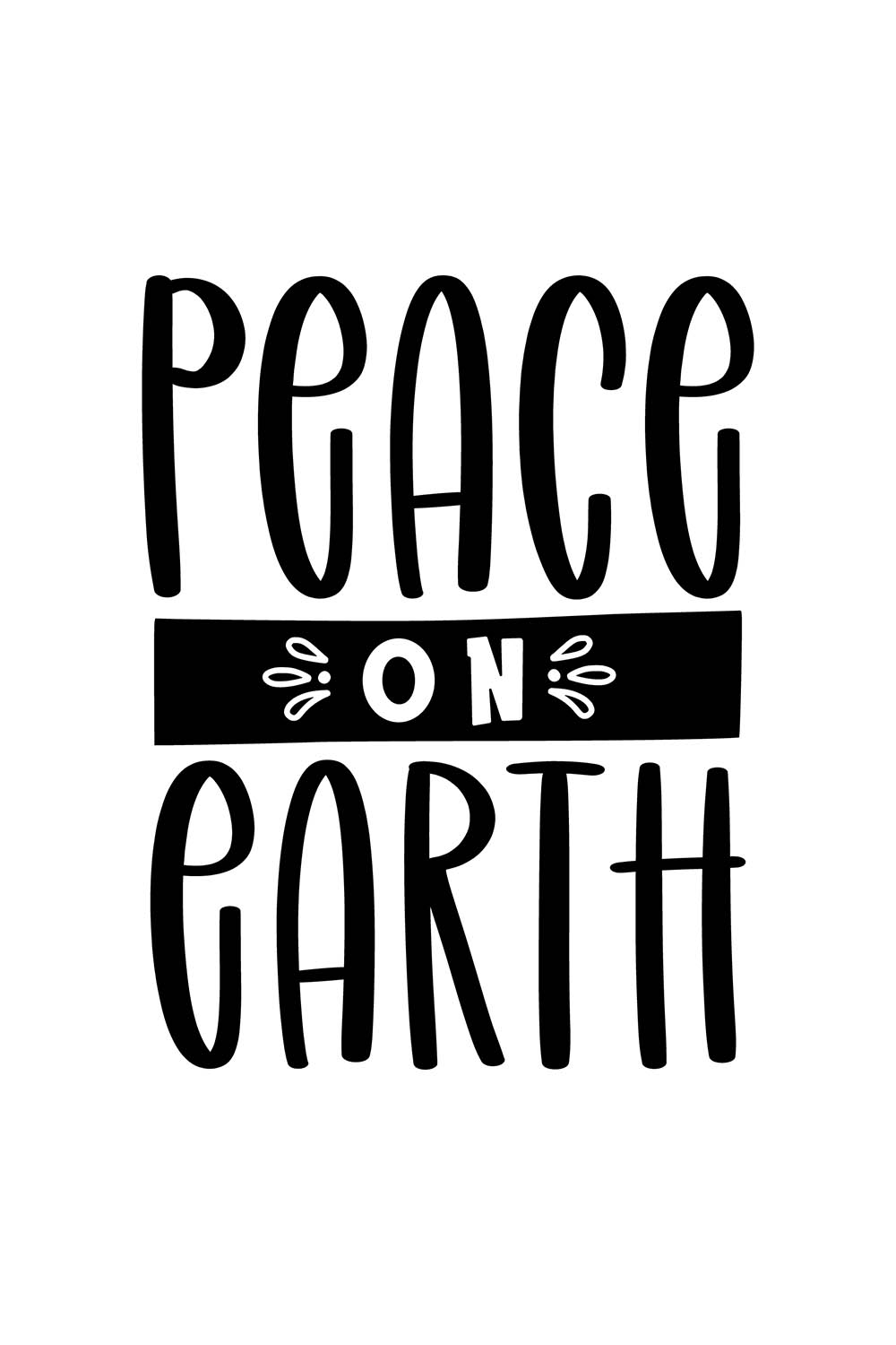 Image with elegant black lettering for Peace on Earth prints.