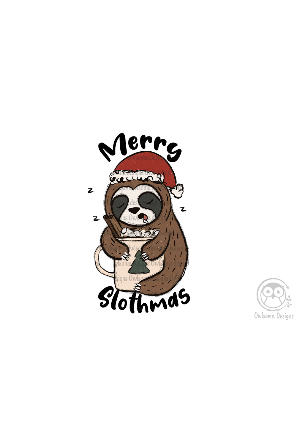 Sloth Christmas Sublimation Design pinterest image.