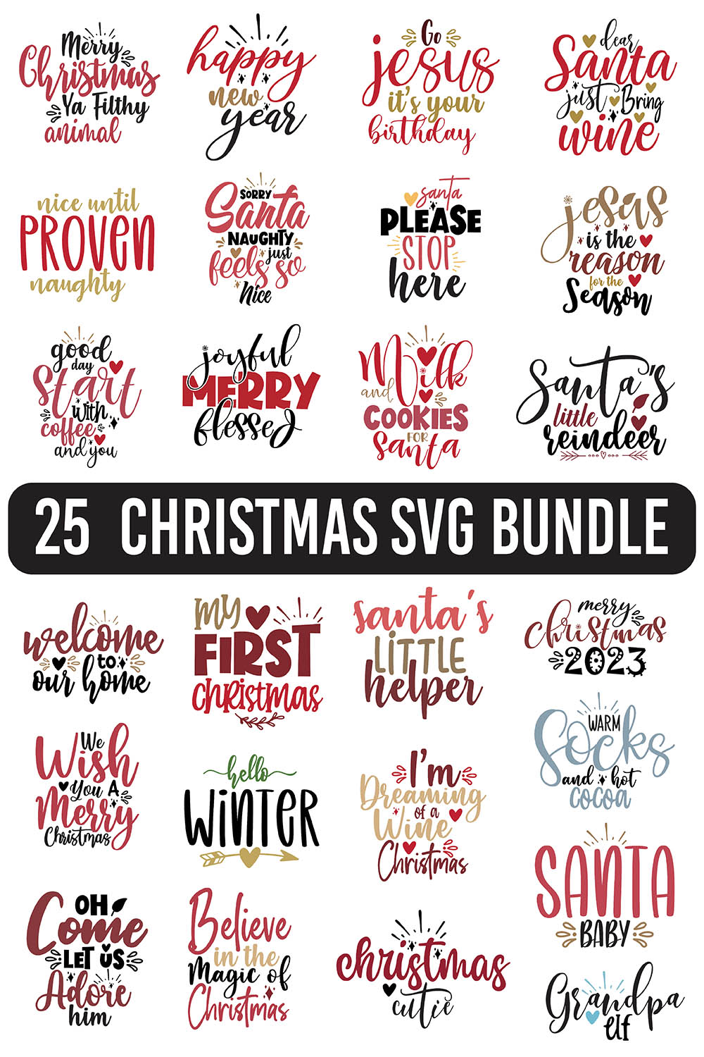 25 Christmas SVG Bundle - pinterest image preview.