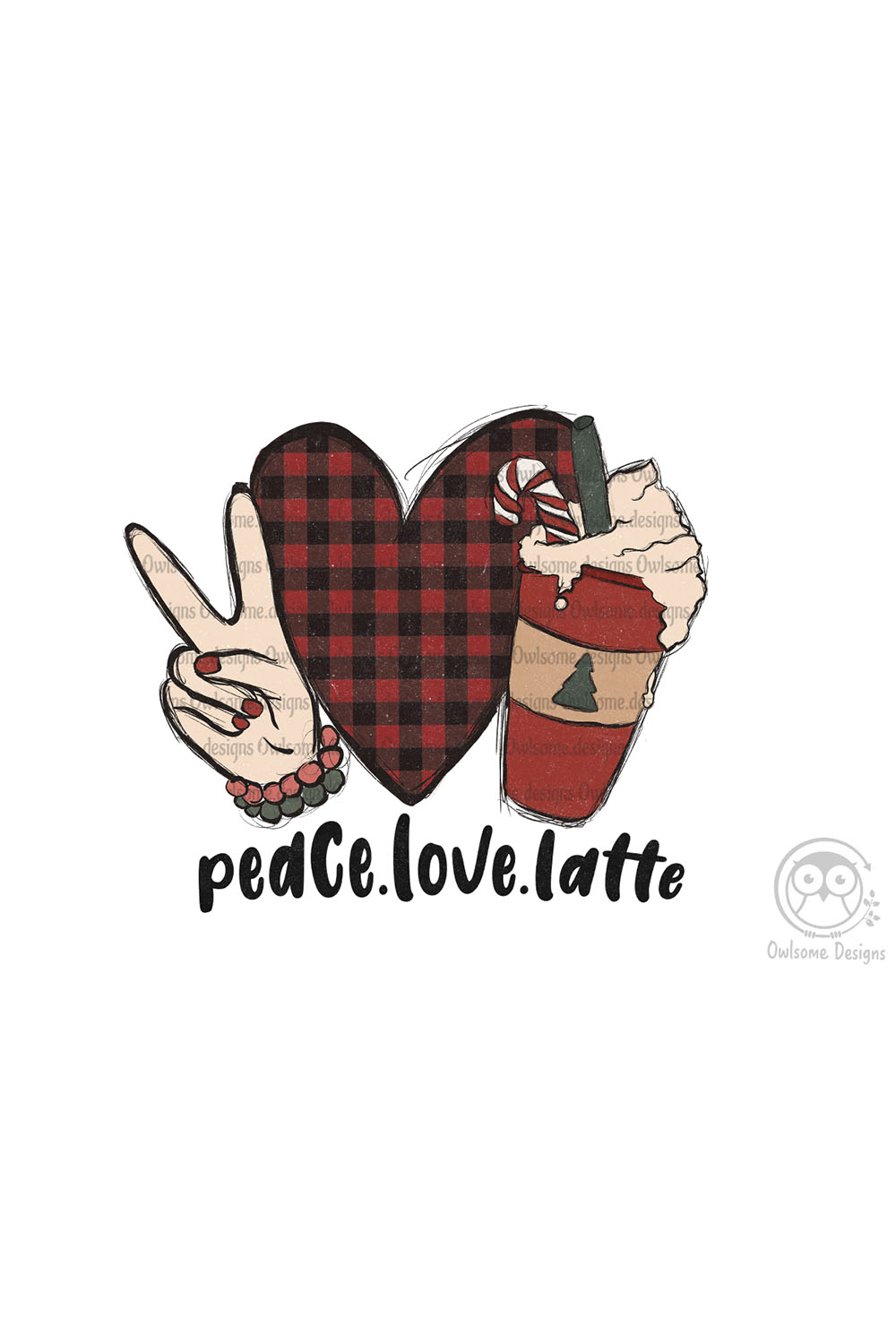 Peace Love Latte Sublimation Design pinterest image.