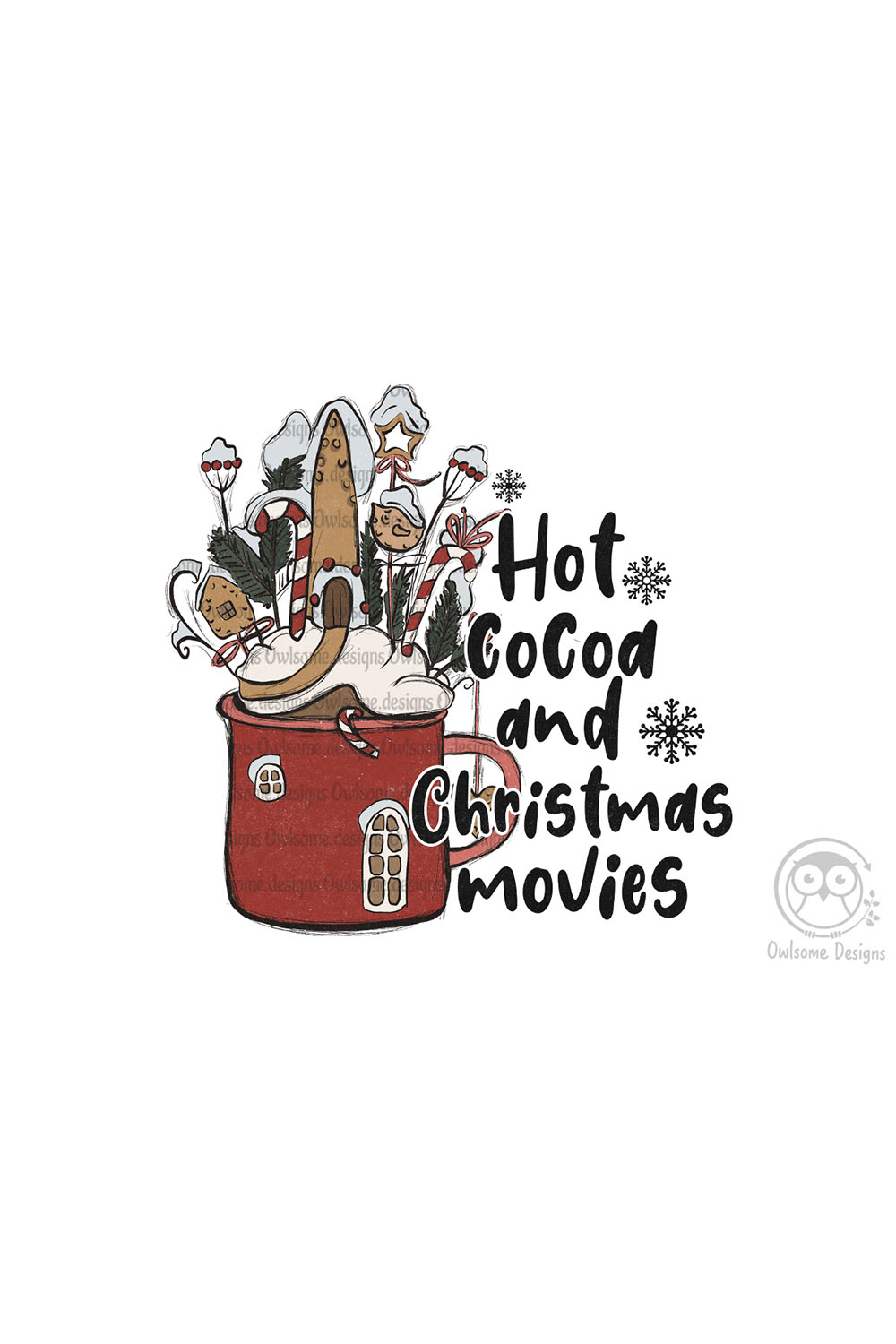 Christmas Hot Cocoa Sublimation Design pinterest image.