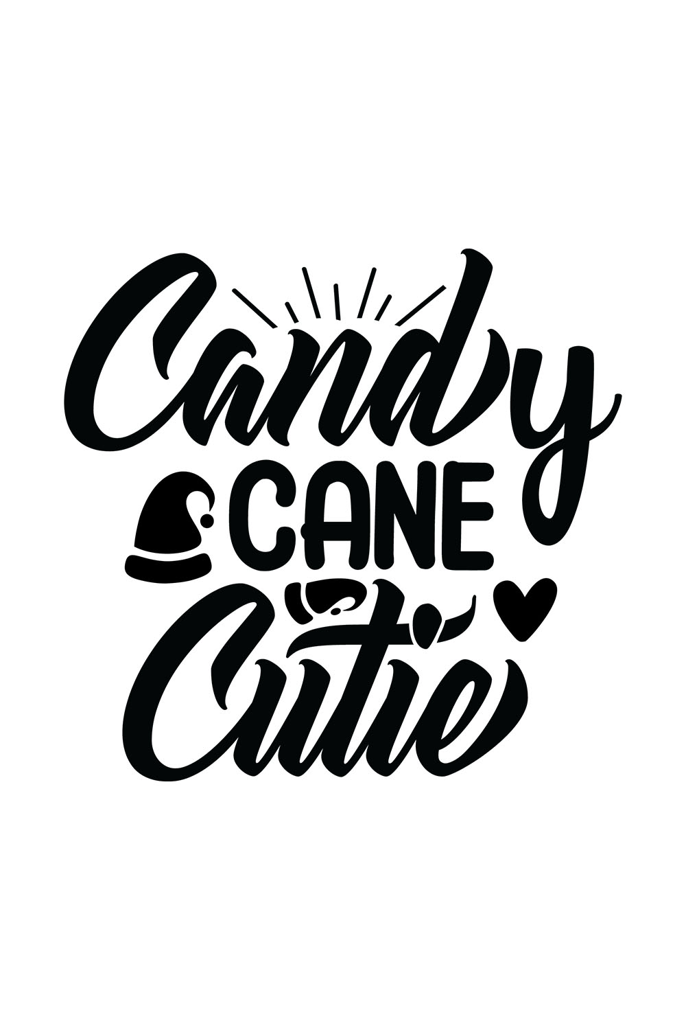 Image with colorful black lettering for Candy Cane Cutie prints.