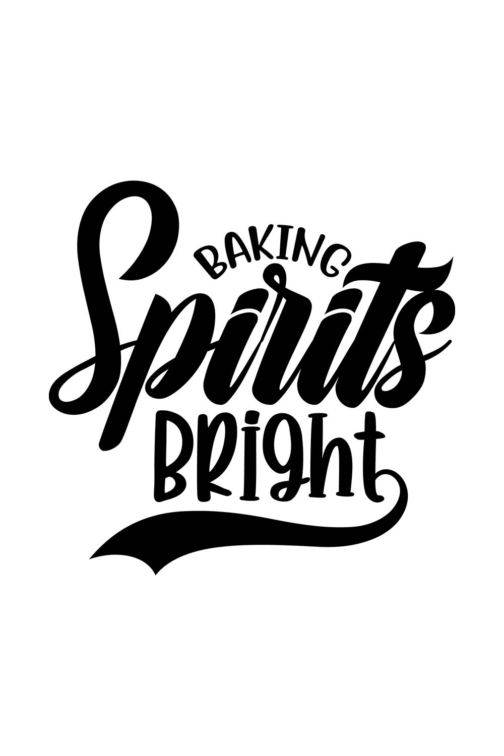 Image with charming black "Baking Spirits Bright" print lettering.