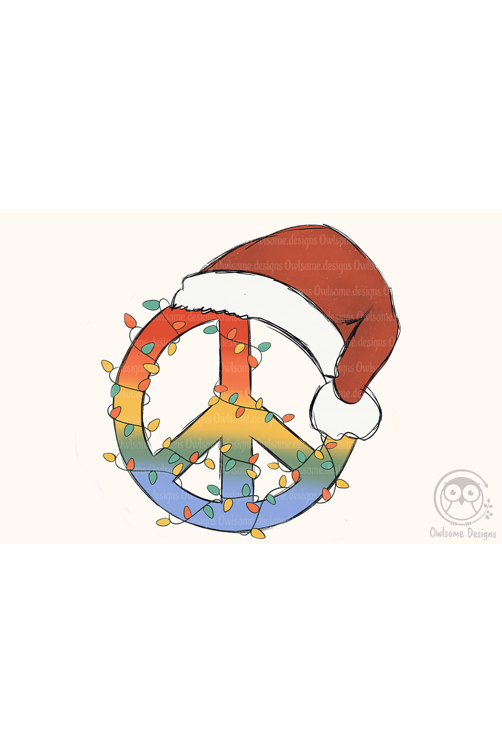 Christmas Peace Hippie Sublimation Graphics pinterest image.