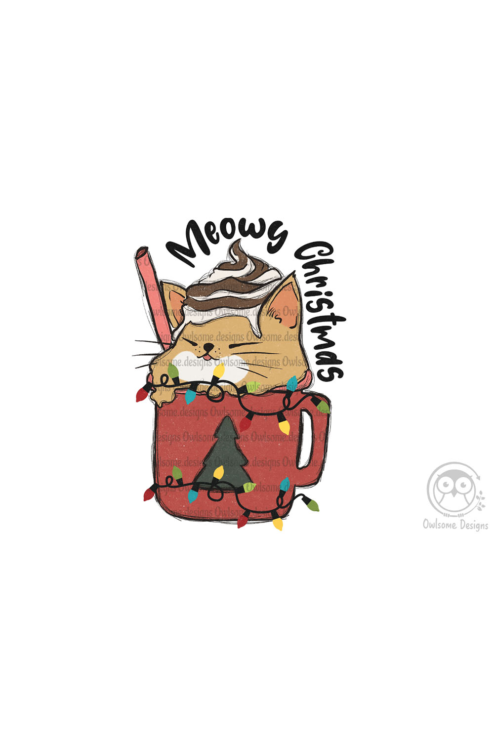 Christmas Meowy Sublimation Design pinterest image.