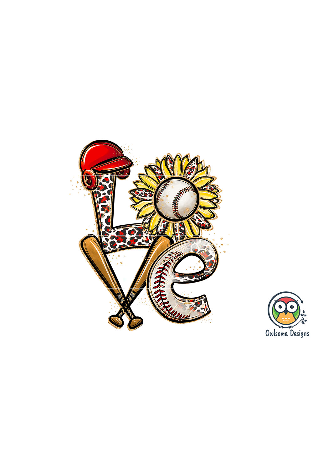Image with a wonderful inscription love with baseball elements.