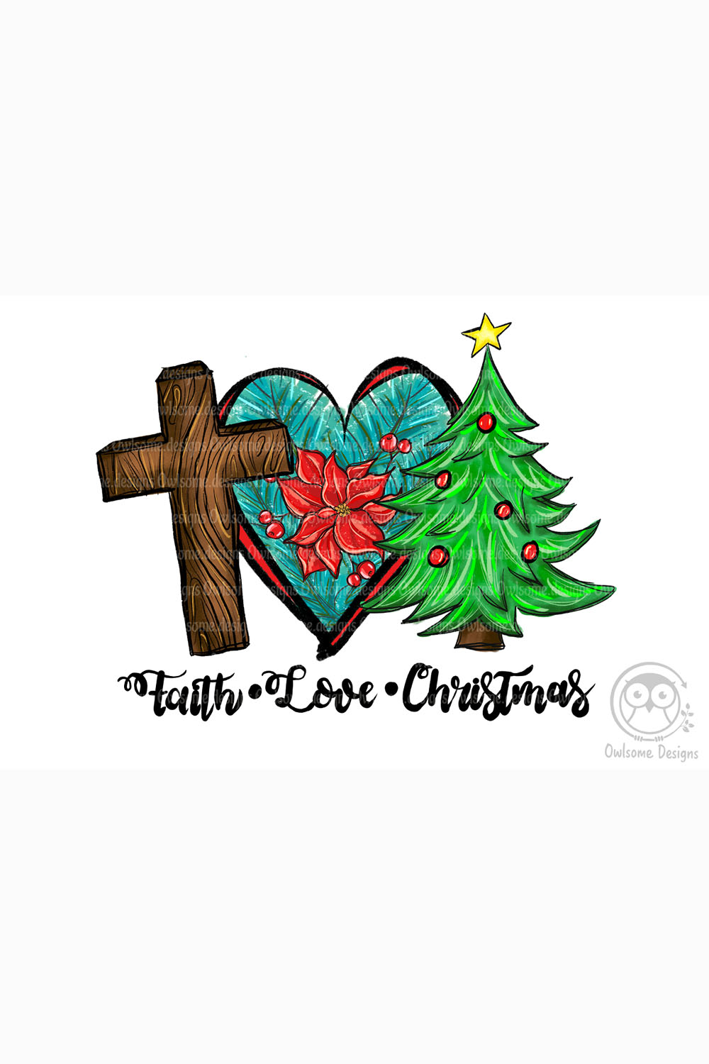 Peace Love Christmas Sublimation Design pinterest image.