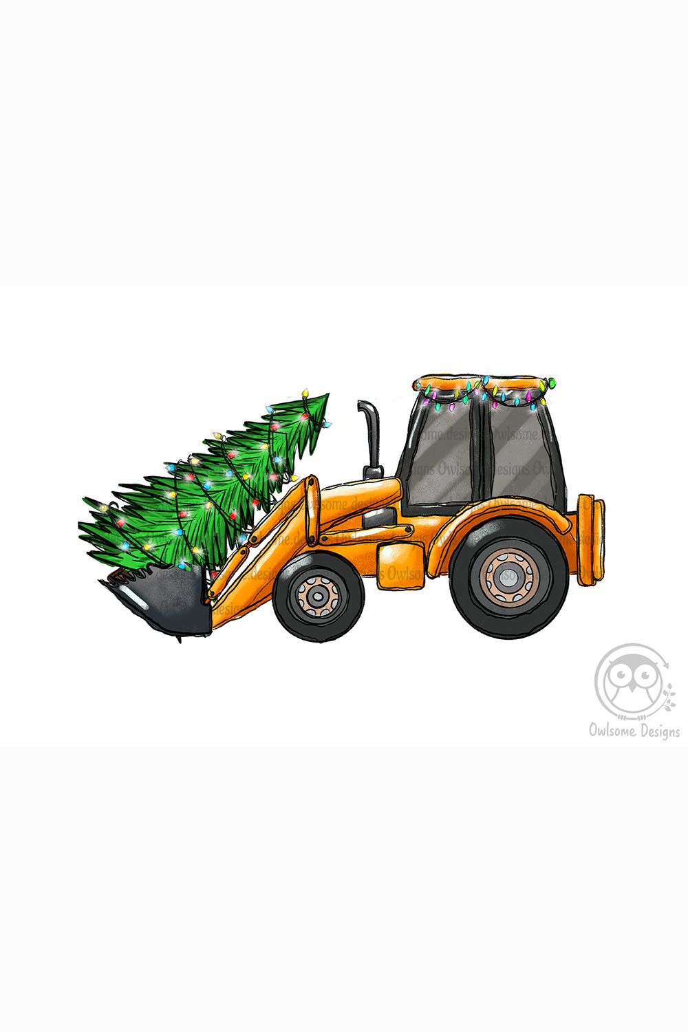 Christmas Tree On Backhoe Loader - pinterest image preview.