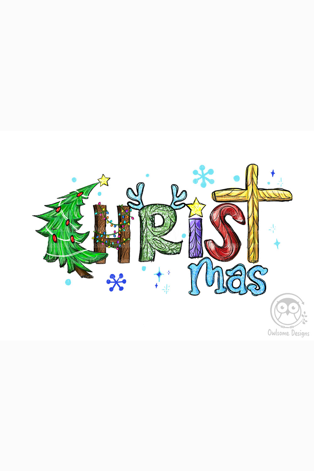 Image with colorful inscription Christmas.