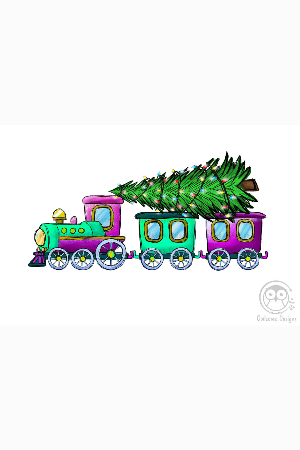 Christmas Tree On The Train - pinterest image preview.