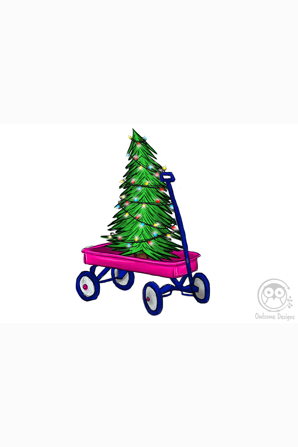 Christmas Tree On Wagon - Pinterest image preview.