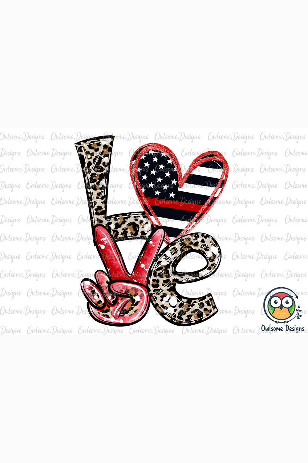Image with irresistible inscription Love with American flag.