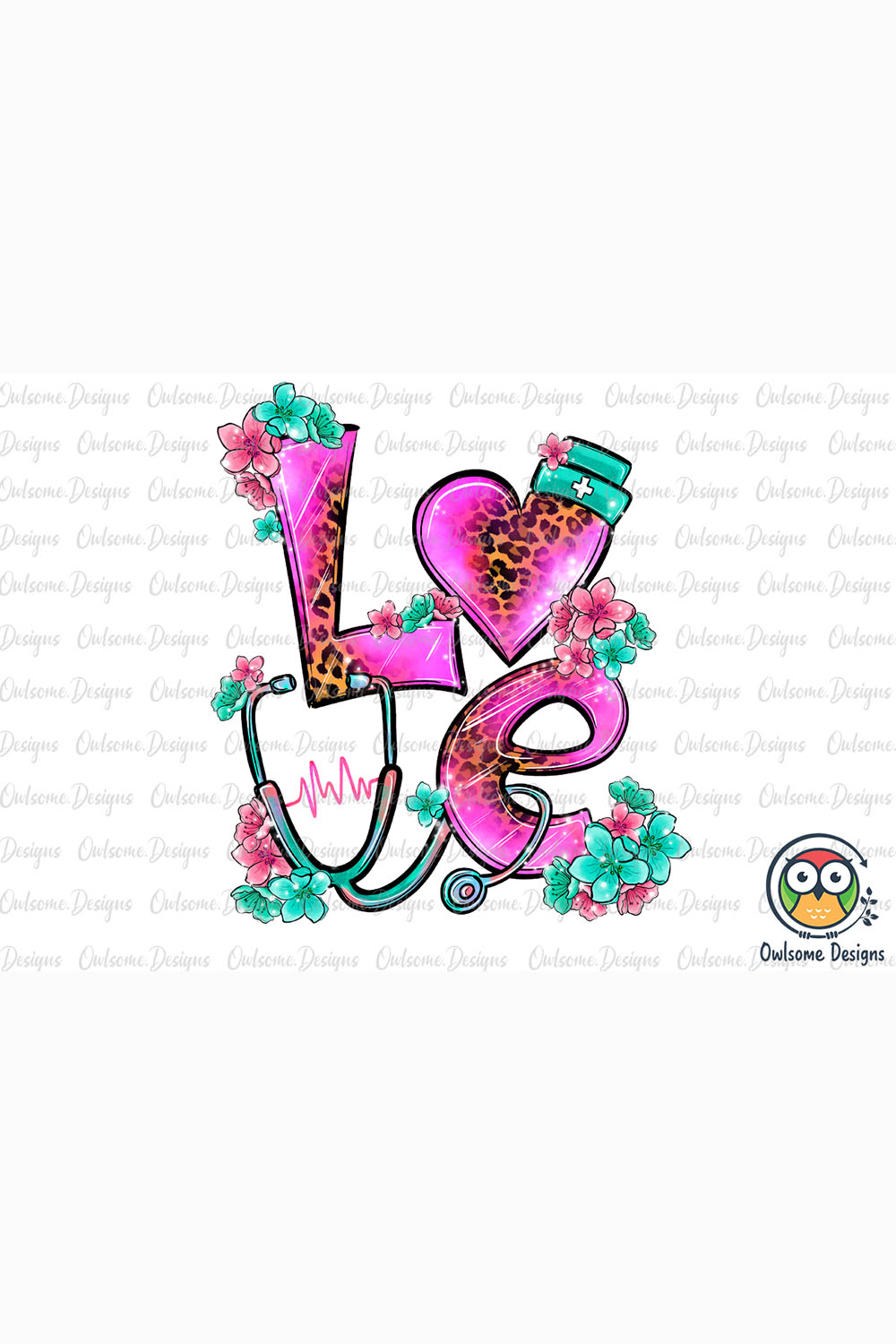 Image with gorgeous lettering Love with nurse accessories.