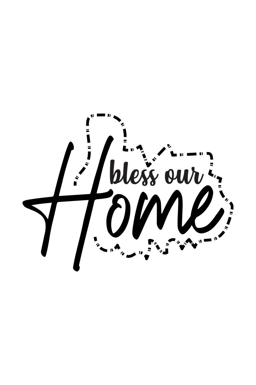 Image with beautiful black lettering for prints Bless Our Home.