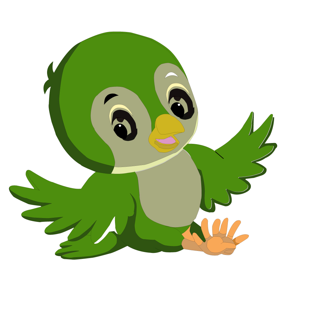 Cute Bird Logo in green color.