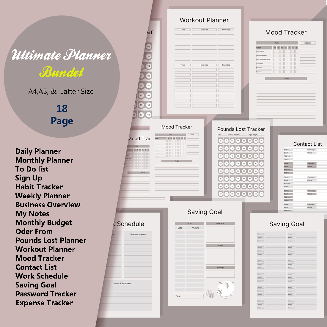 Clean Ultimate Planner Templates Canva cover image.