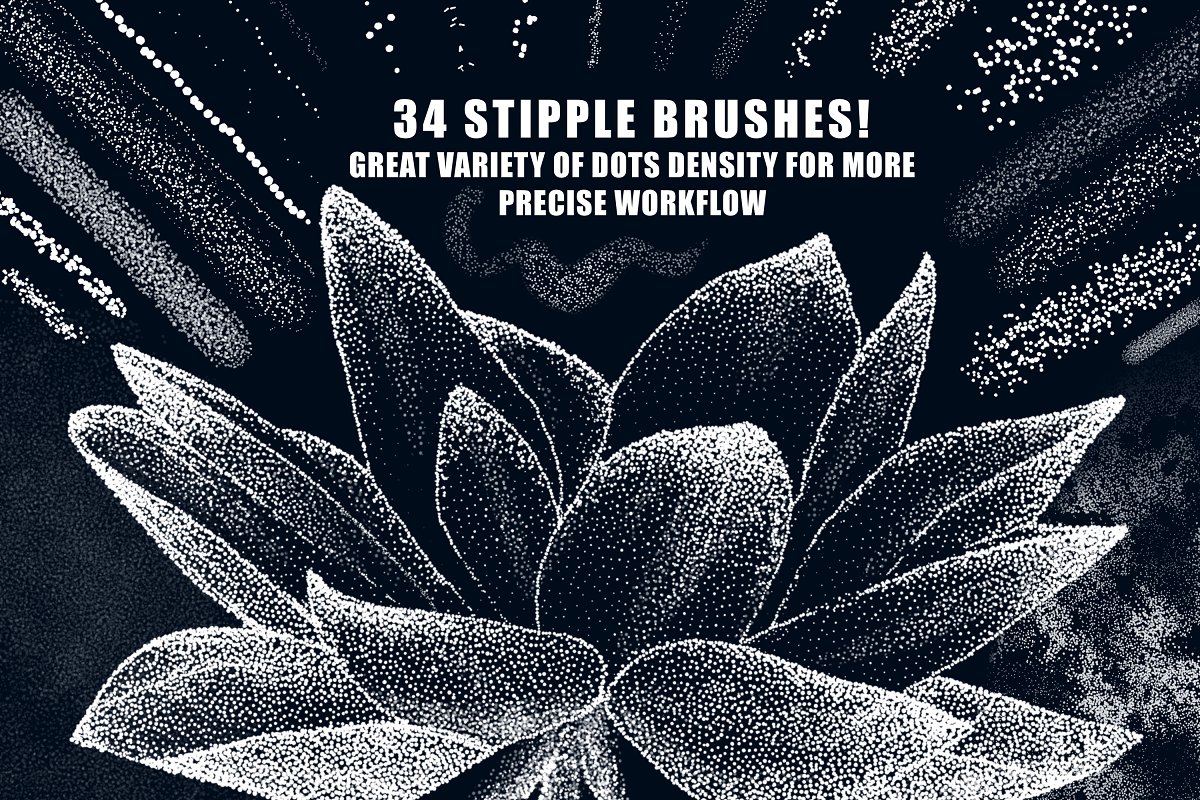 There are 34 stipple brushes.