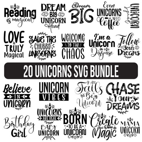 T-shirt Unicorn Design SVG Bundle cover image.