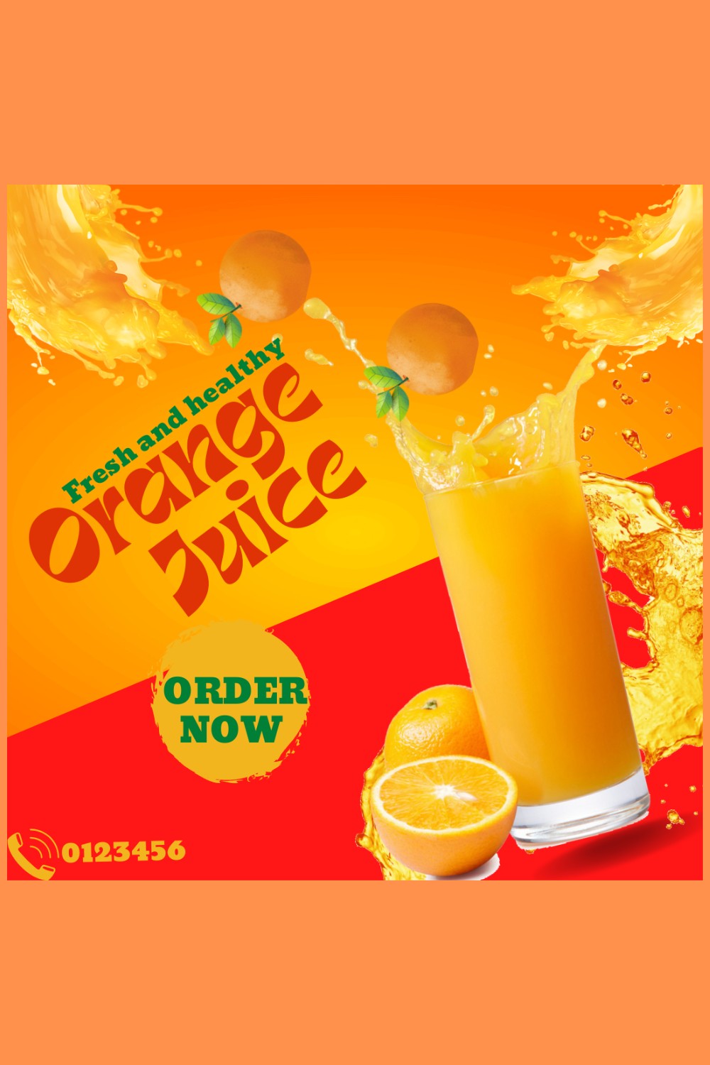 Juice Drink Flyer Template Design - pinterest image preview.