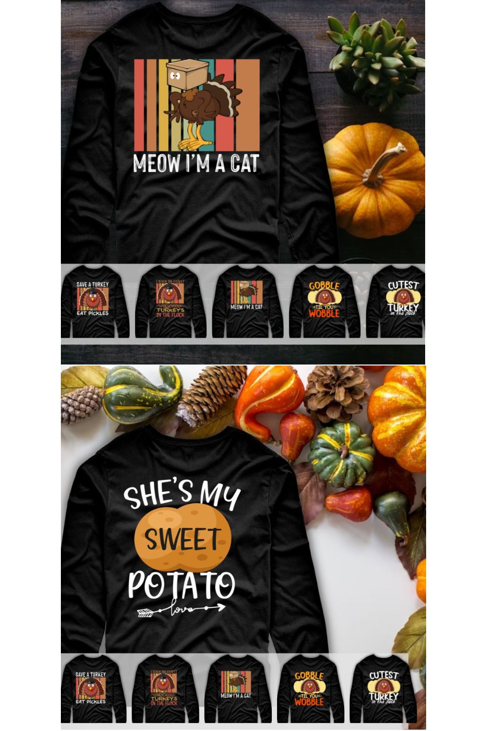 Thanksgiving Vintage Turkey Chicken T-shirt Design - pinterest image preview.