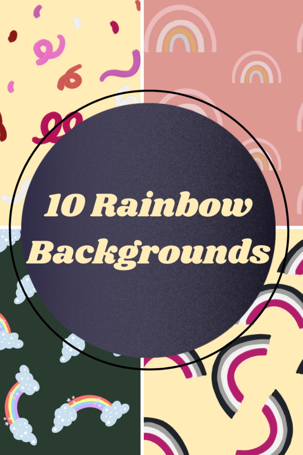 Rainbow Backgrounds Design Graphics pinterest image.