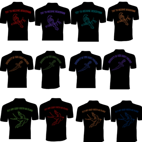 12 BLACK T SHIRT DESIGN BUNDLE