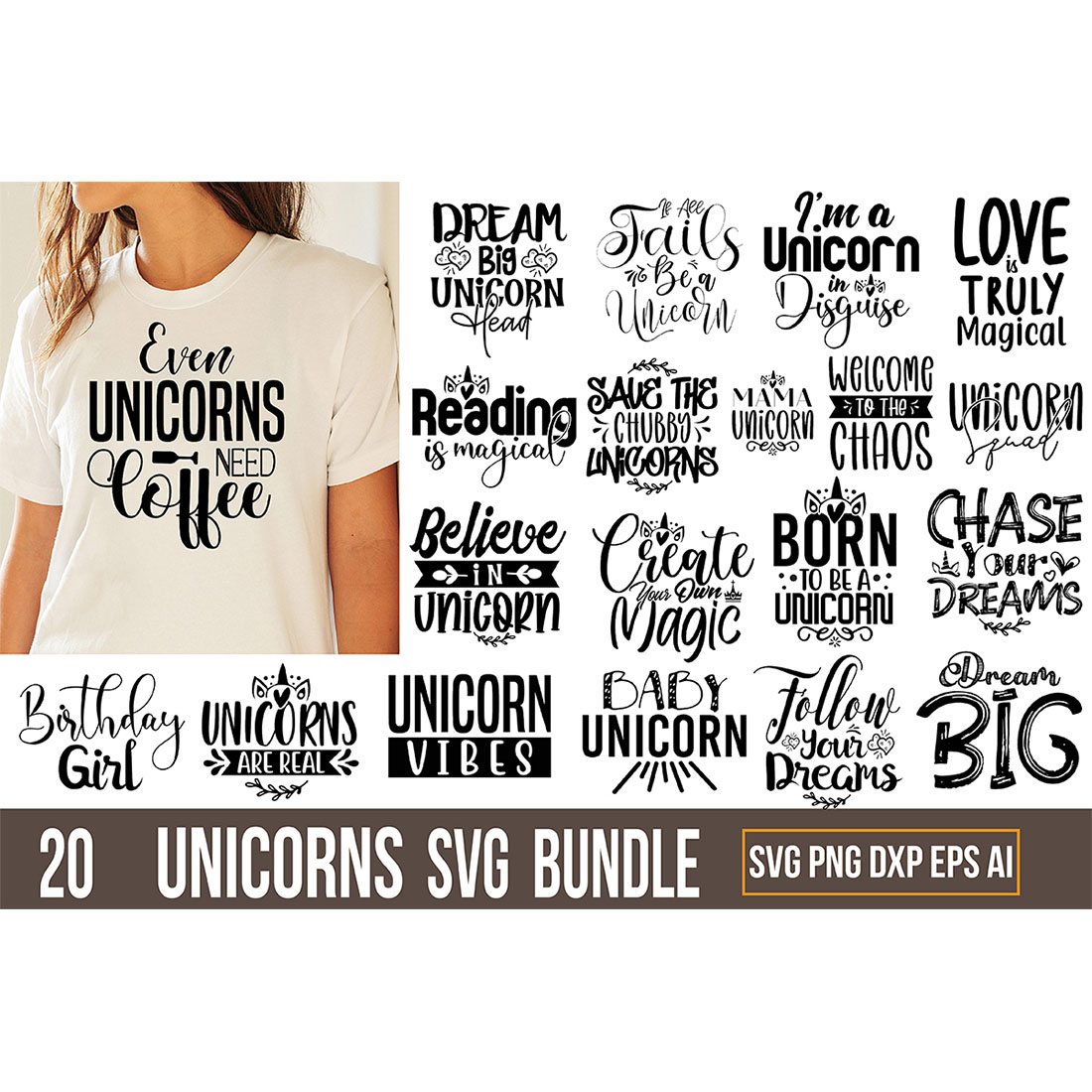 Unicorn Design SVG Bundle cover image.