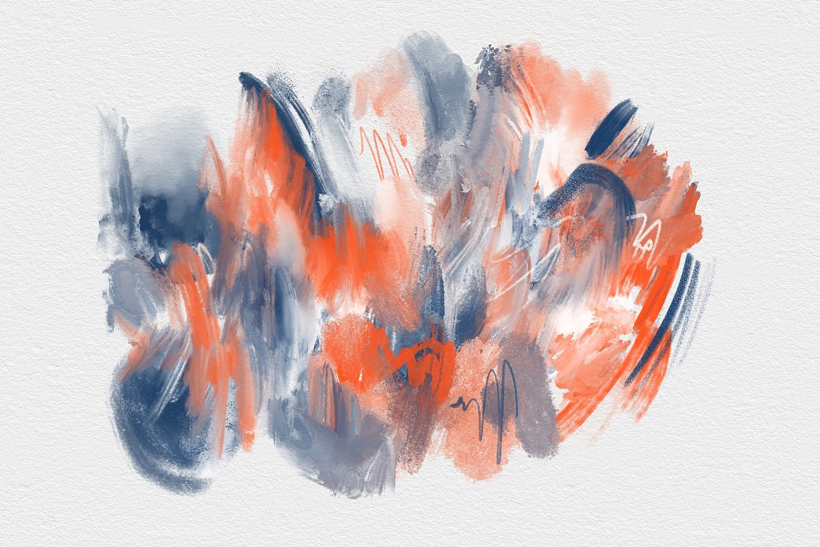 Red and blue abstract art brush on a gray background.
