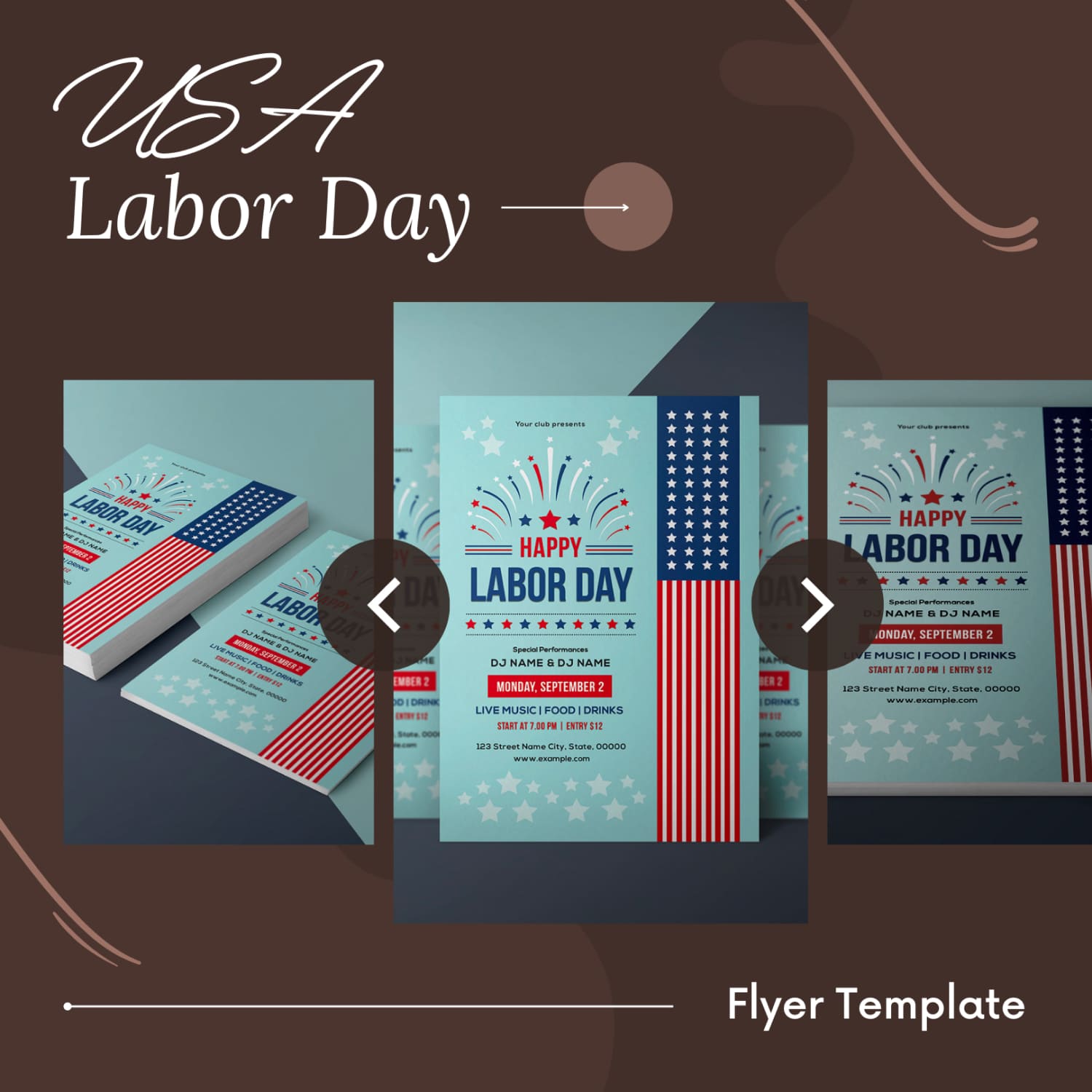 Usa Labor Day Flyer Template.