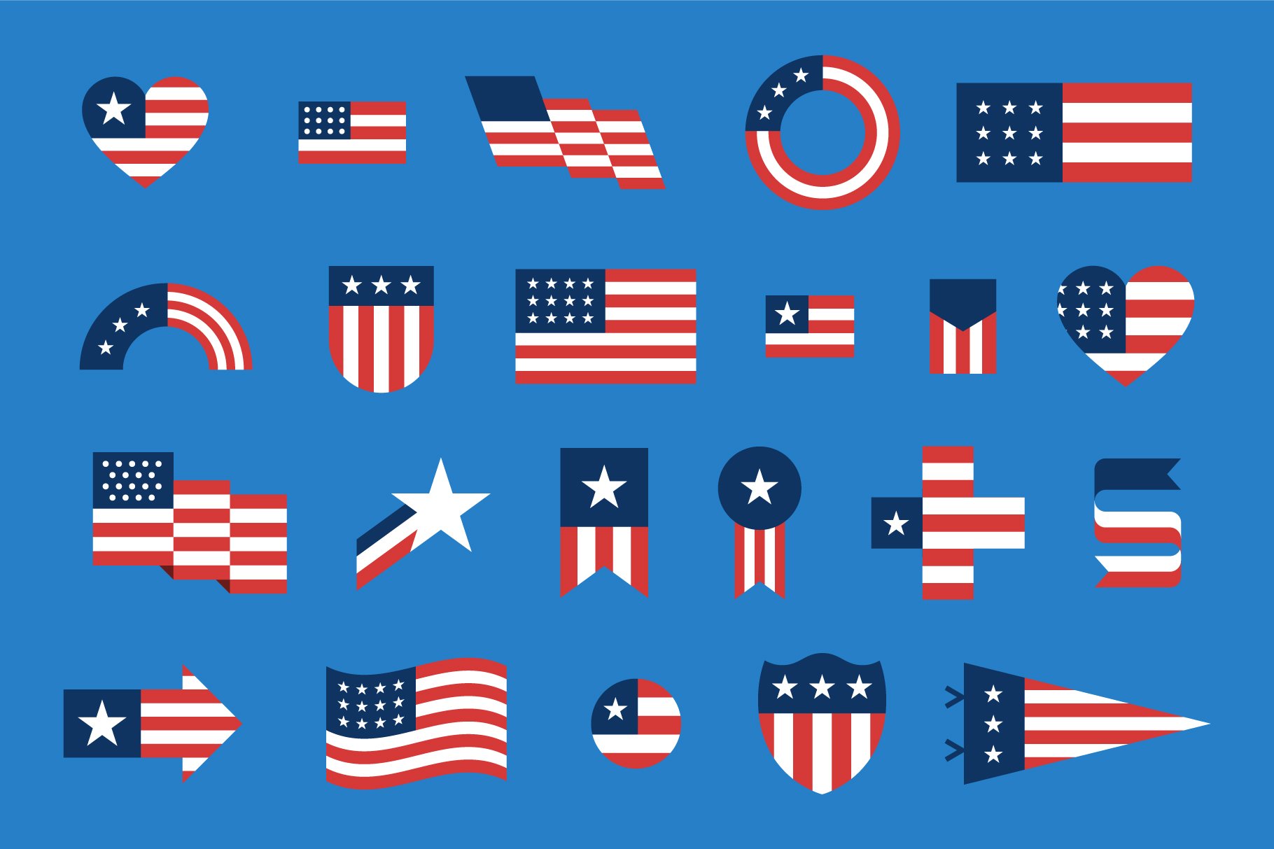 Cool shapes for the USA flags.