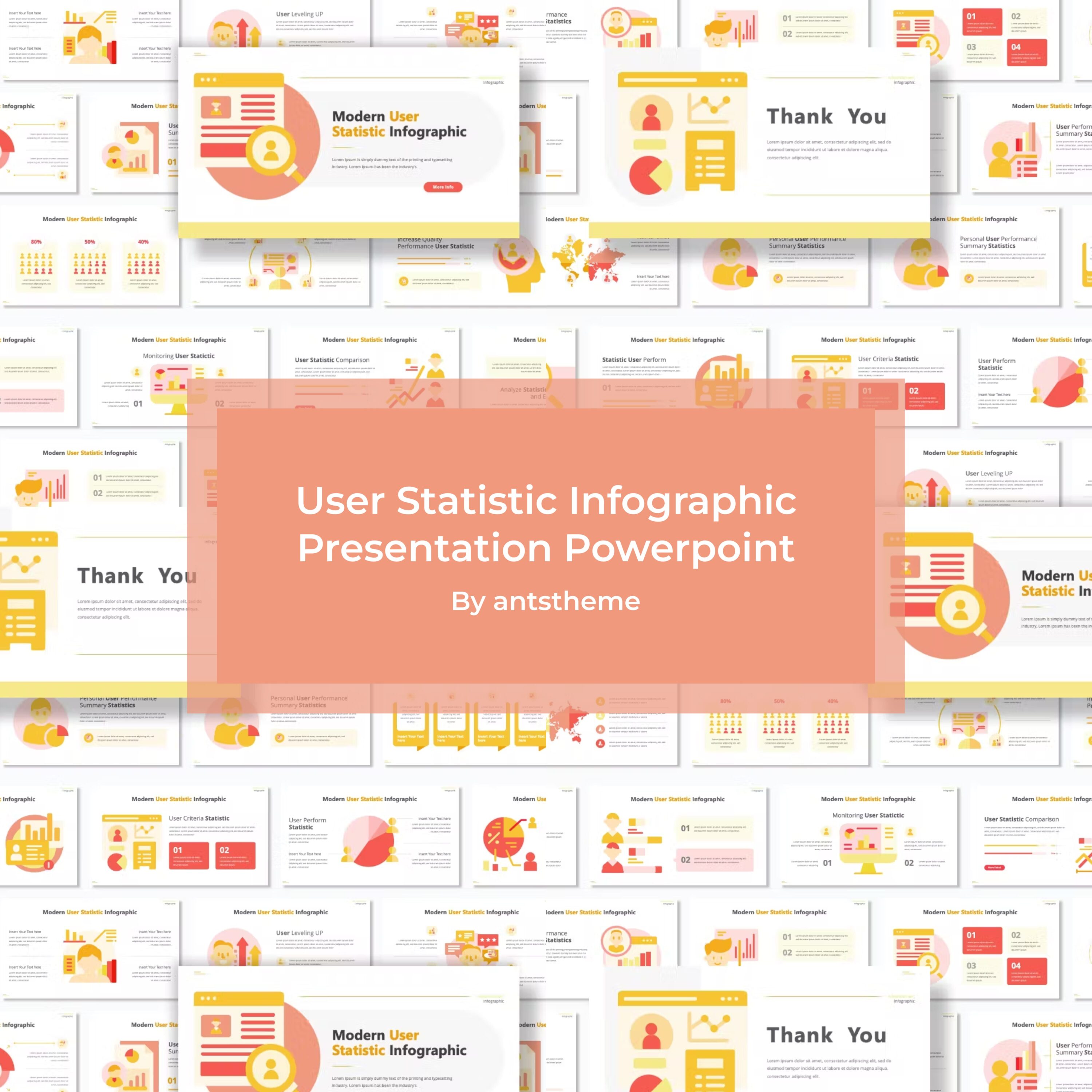 User Statistic Infographic Presentation Powerpoint - main image preview.