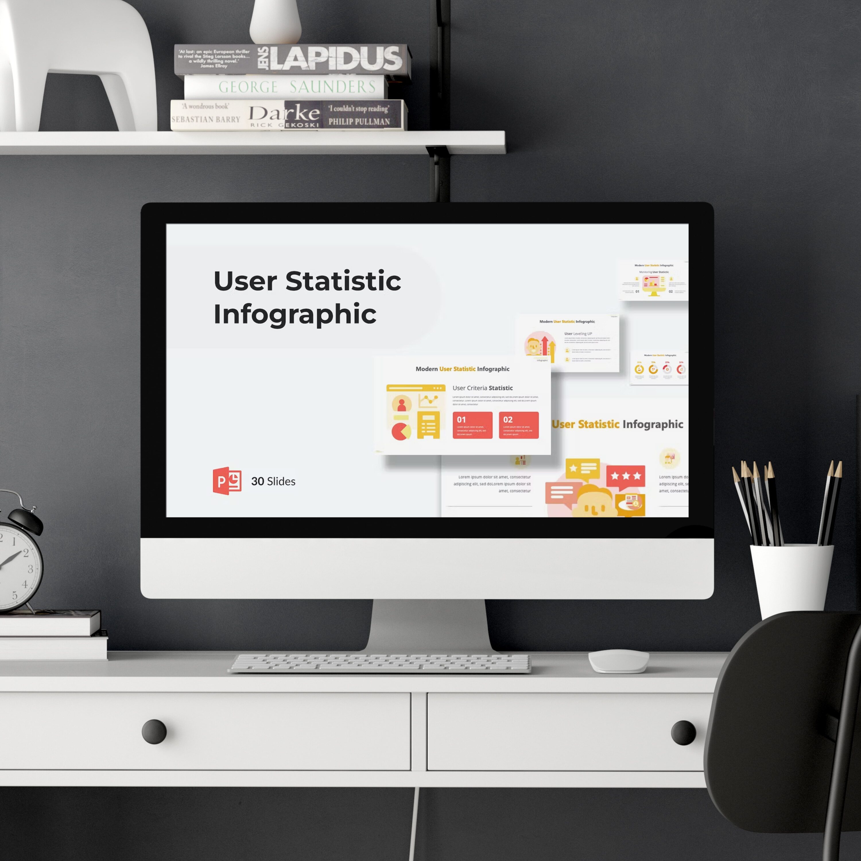 User Statistic Infographic Presentation Powerpoint - desktop preview.