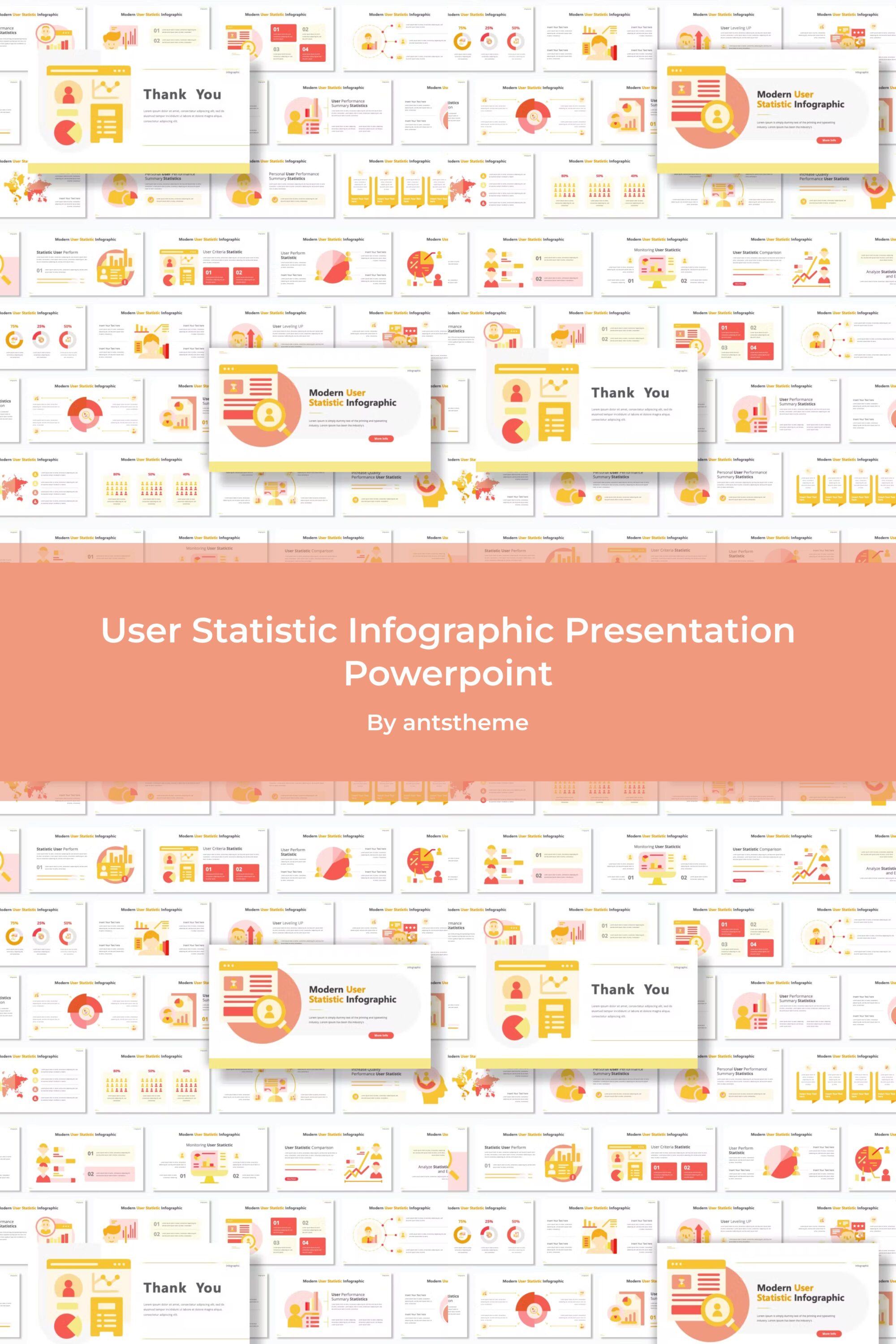 User Statistic Infographic Presentation Powerpoint - pinterest image preview.
