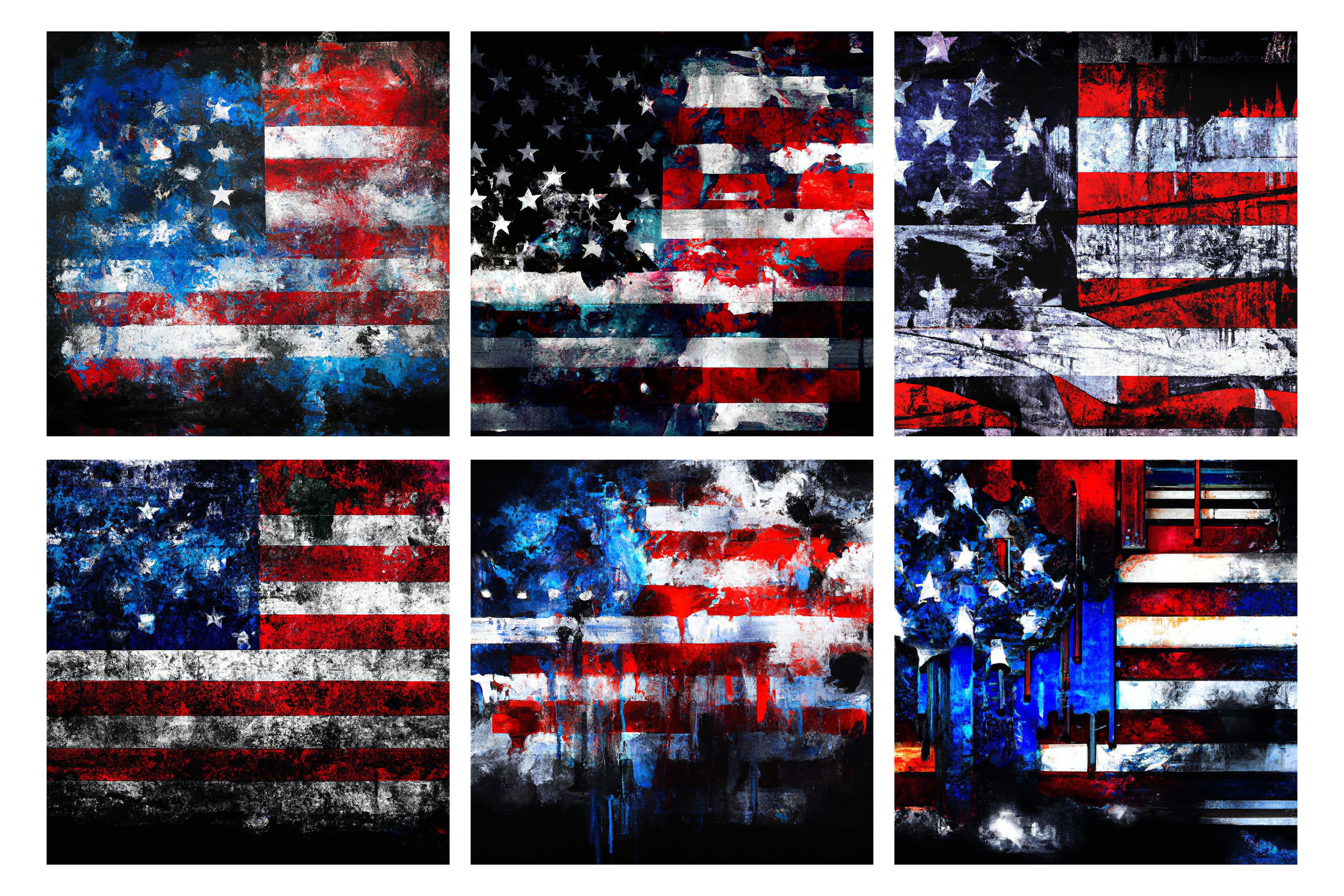 Some grunge background set with an USA flag.