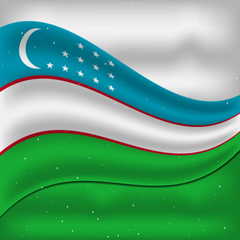 Colorful image of Uzbekistan flag.