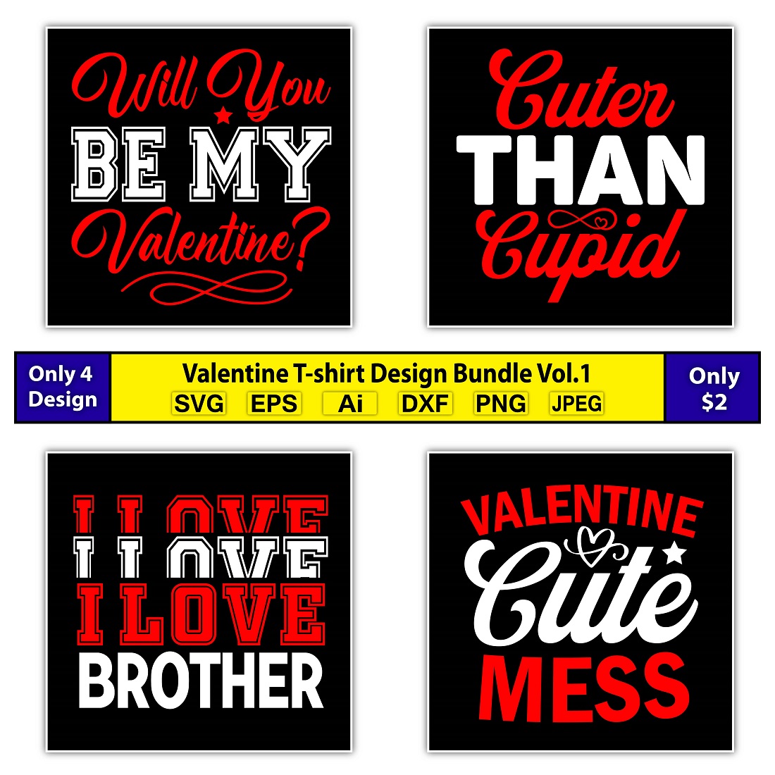 Valentine T-shirt Design Bundle Vol.1 - main image preview.