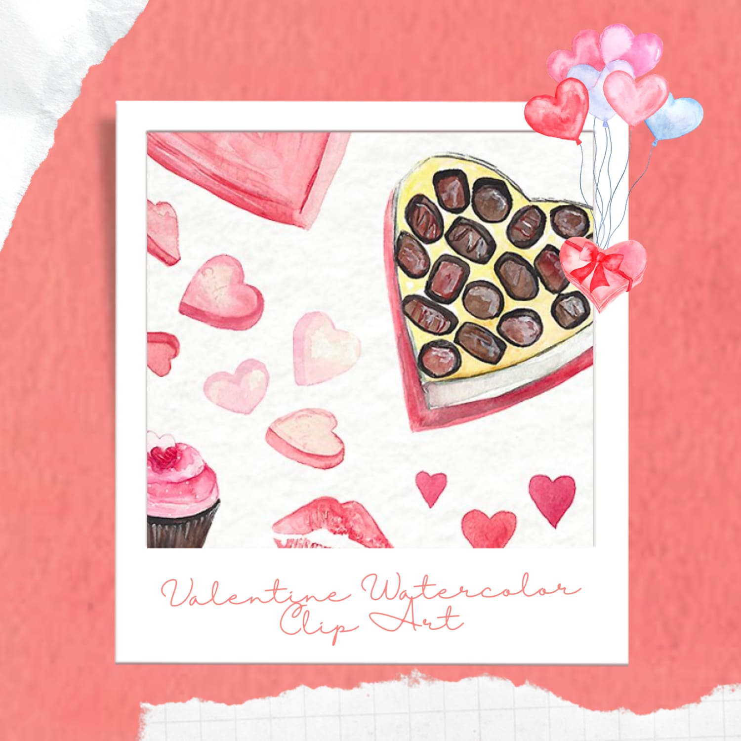 Valentine Watercolor Clip Art - main image preview.