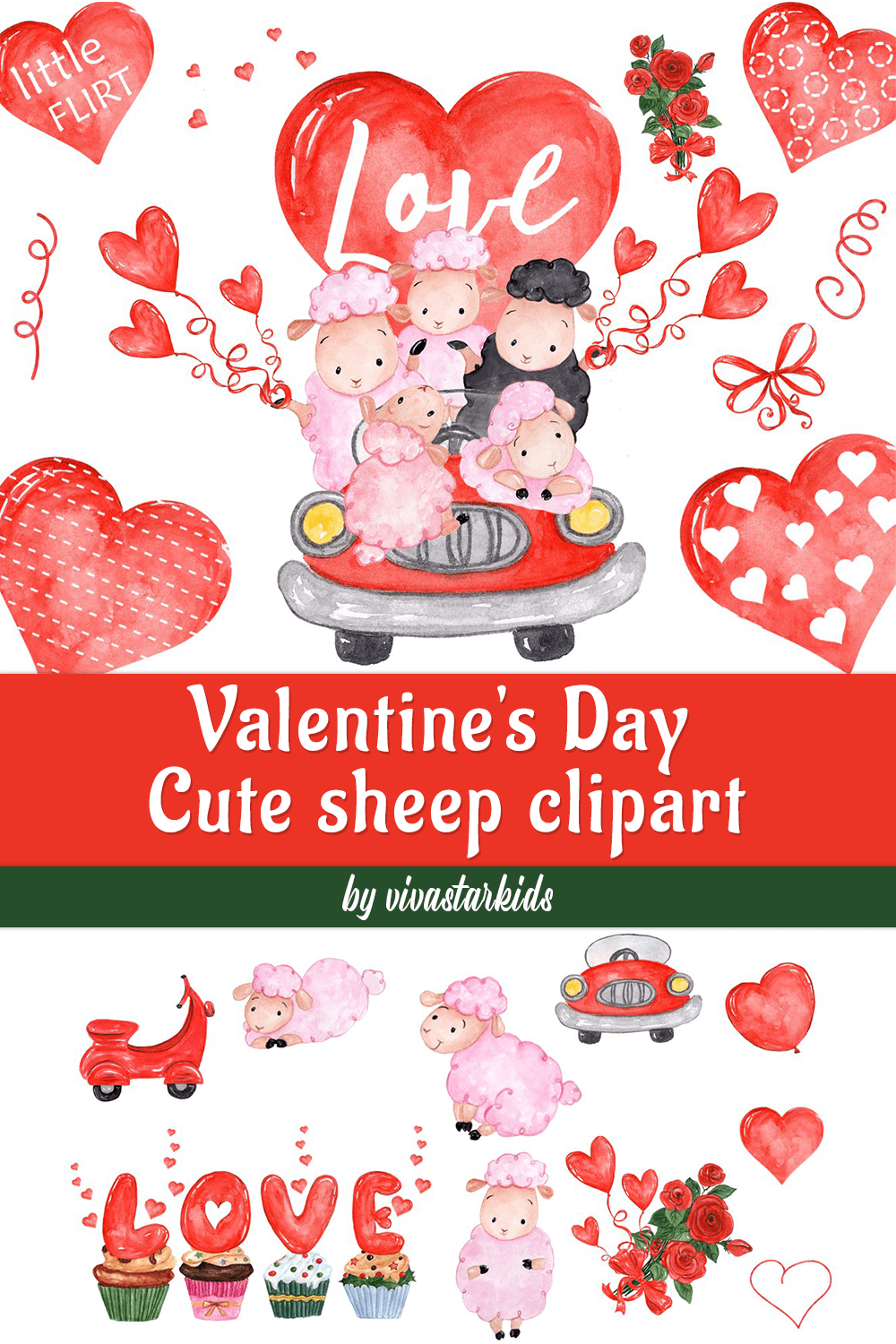 Valentine's Day Cute Sheep Clipart - Pinterest.