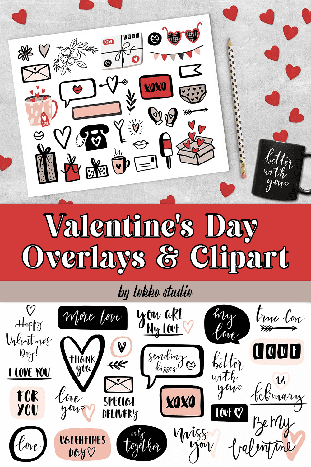 Valentine's Day Overlays & Clipart - Pinterest.