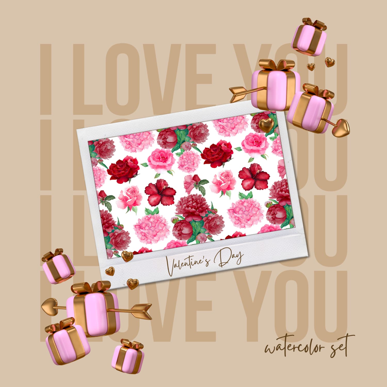 Valentine's Day Watercolor Set - main image preview.