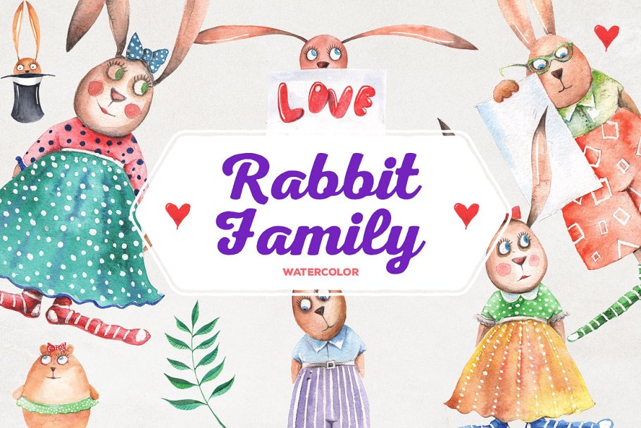 Cover image of Valentine's Rabbits Family.