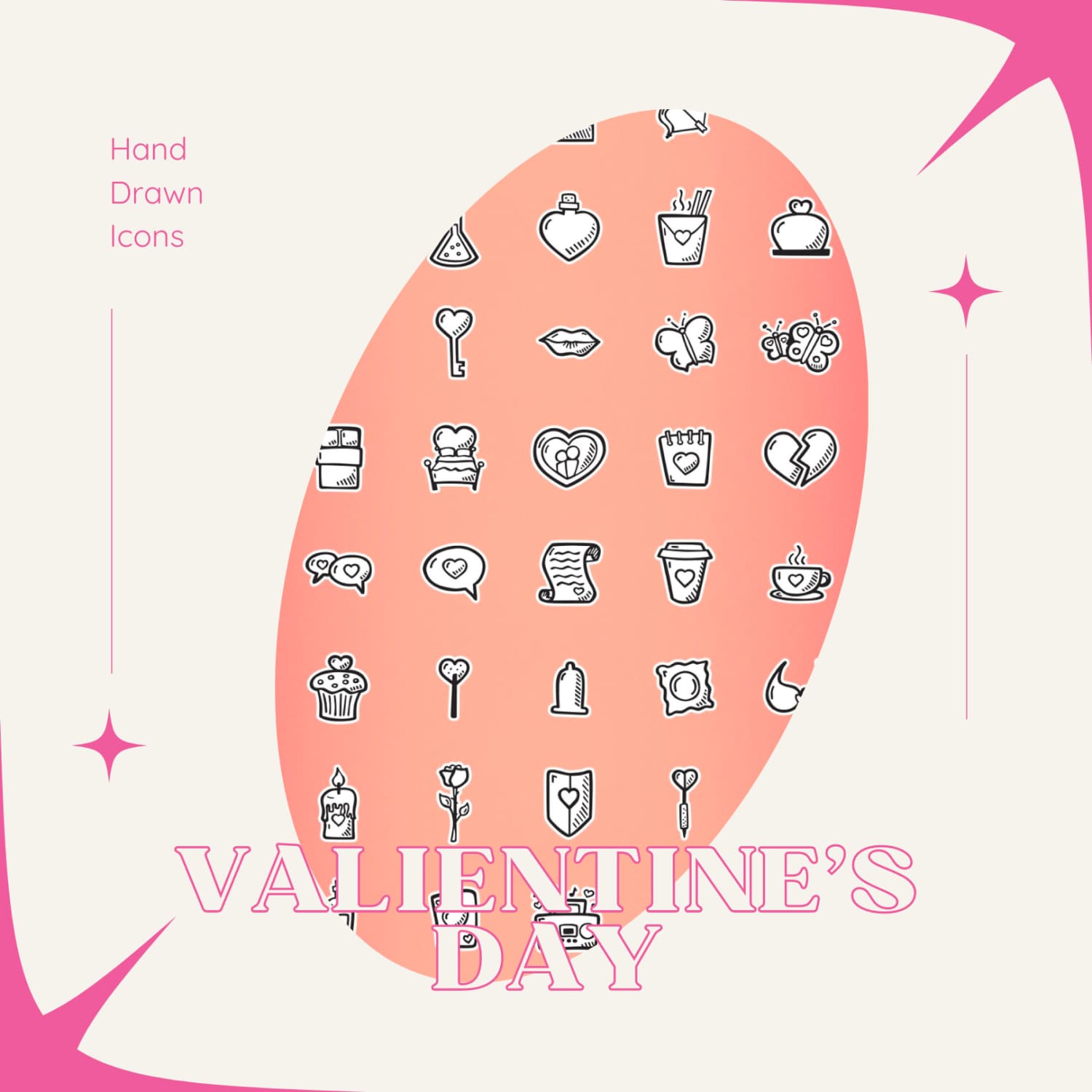 Valientine's Day - Hand Drawn Icons.