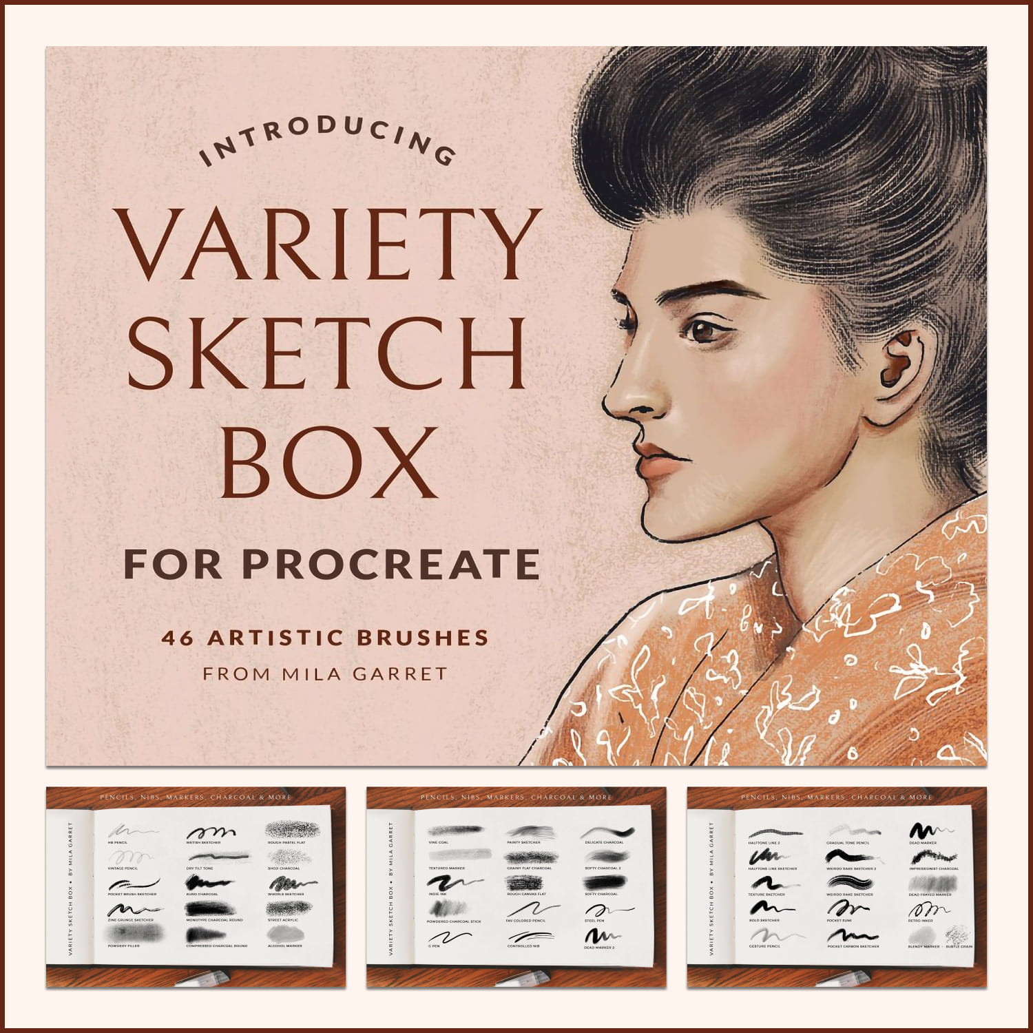 Variety Sketch Box Procreate Brushes - main image preview.