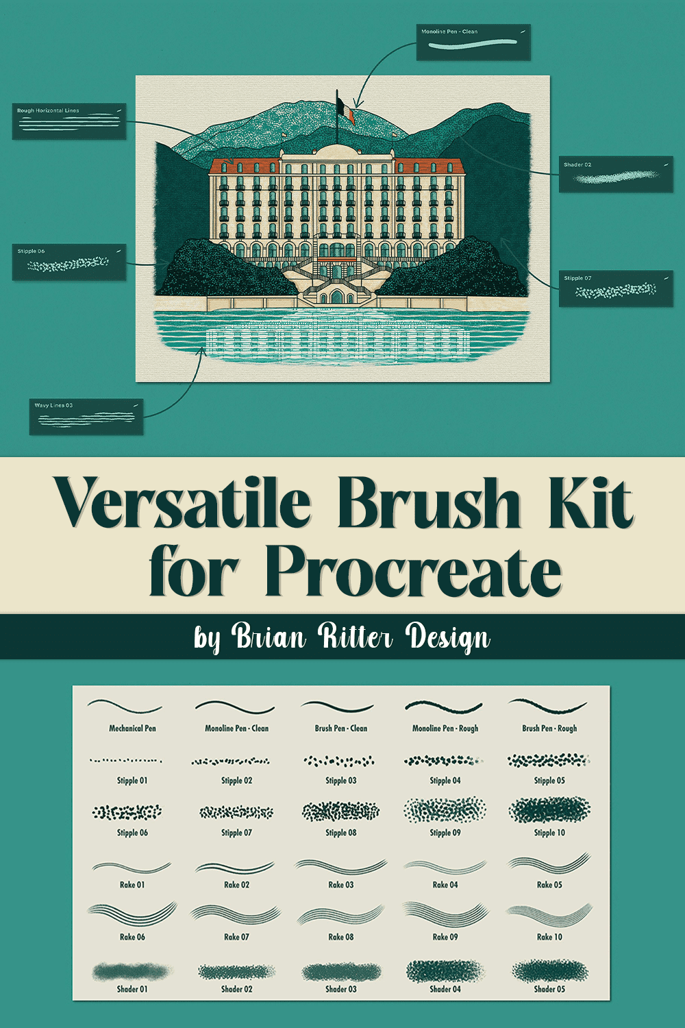 versatile brush kit for procreate pinterest 128