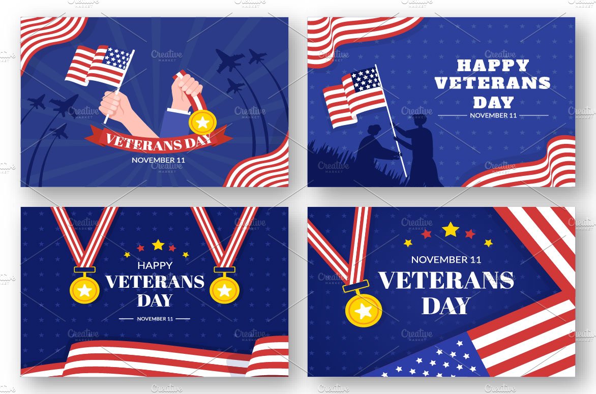 Four illustrations to celebrate the Veterans day.