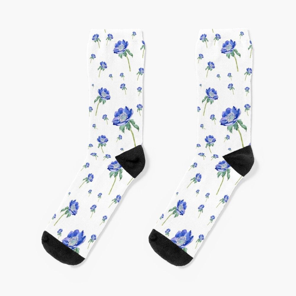 Violet Anemone Ornate a Seamless Pattern Socks preview image.