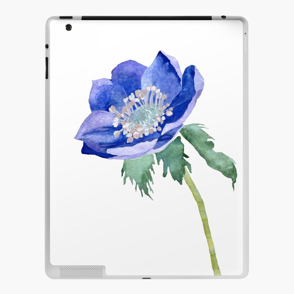 Violet Anemone Watercolor Sketch Hand Drawn Ipad Case Skin preview image.