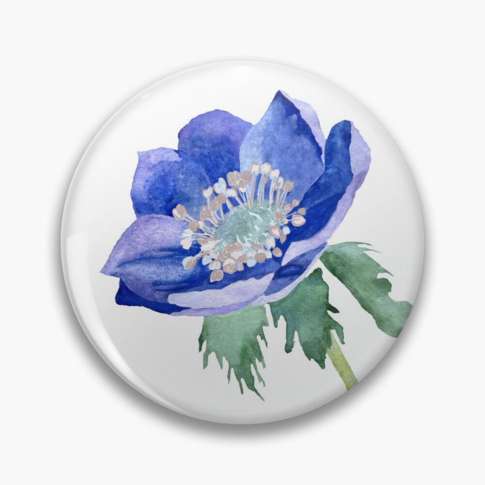 Violet Anemone Watercolor Sketch Hand Drawn preview image.