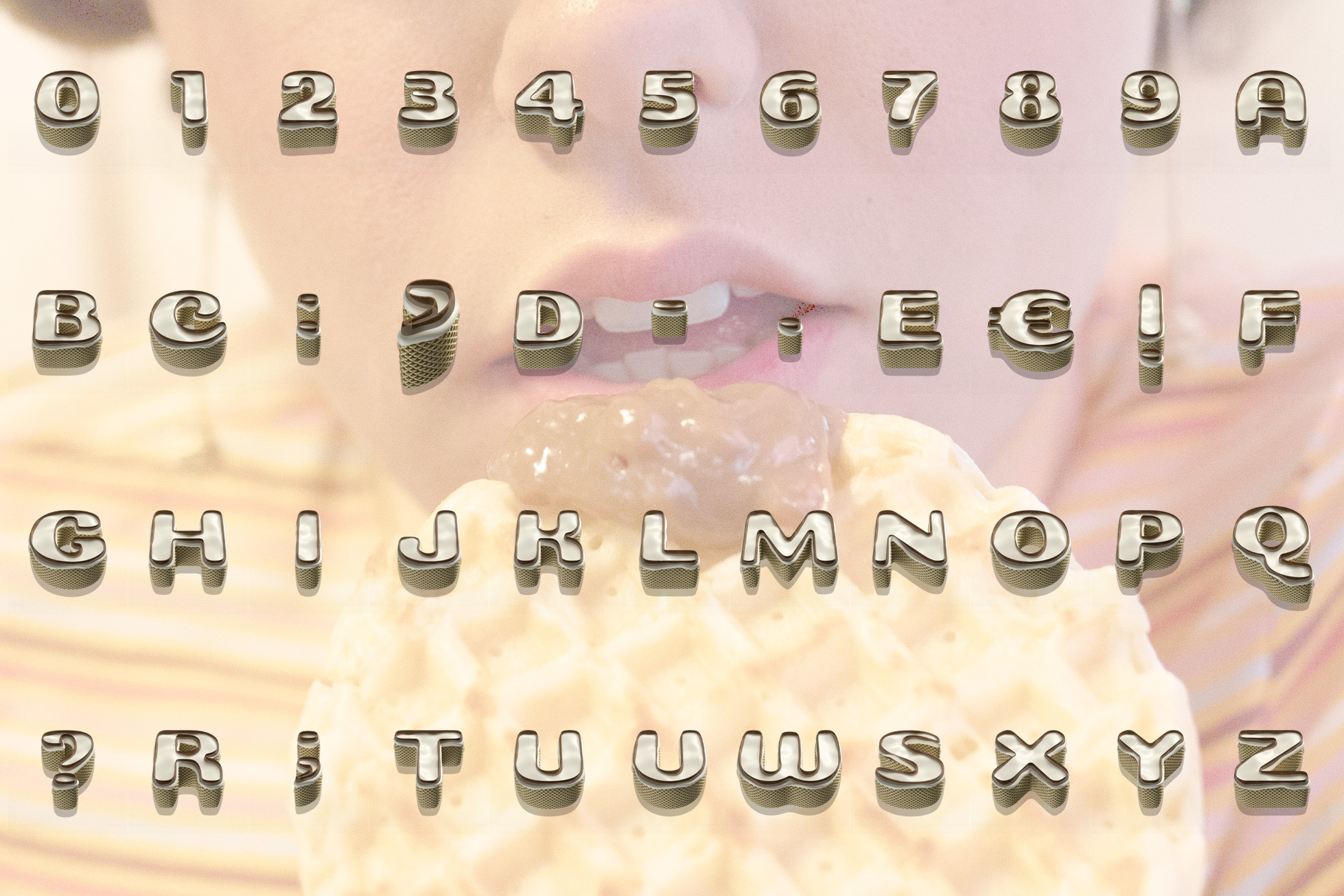 Waffle Opentype Bitmap Font PNG Design preview image.