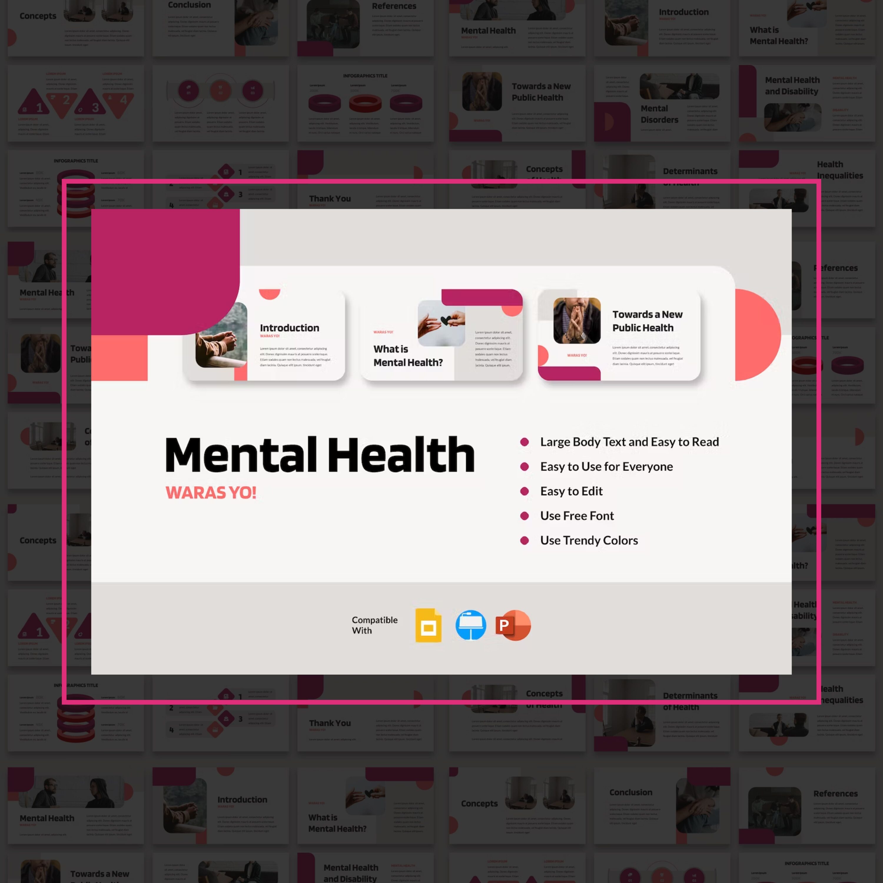 Waras mental health presentation template cover.